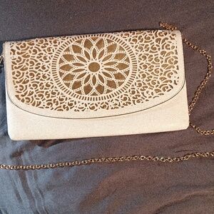 White And gold cross body Bag